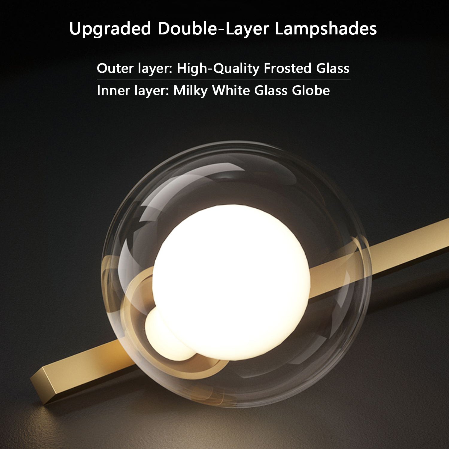 Gold Mid-Century Glass Globe Golden Stents Hanging Light