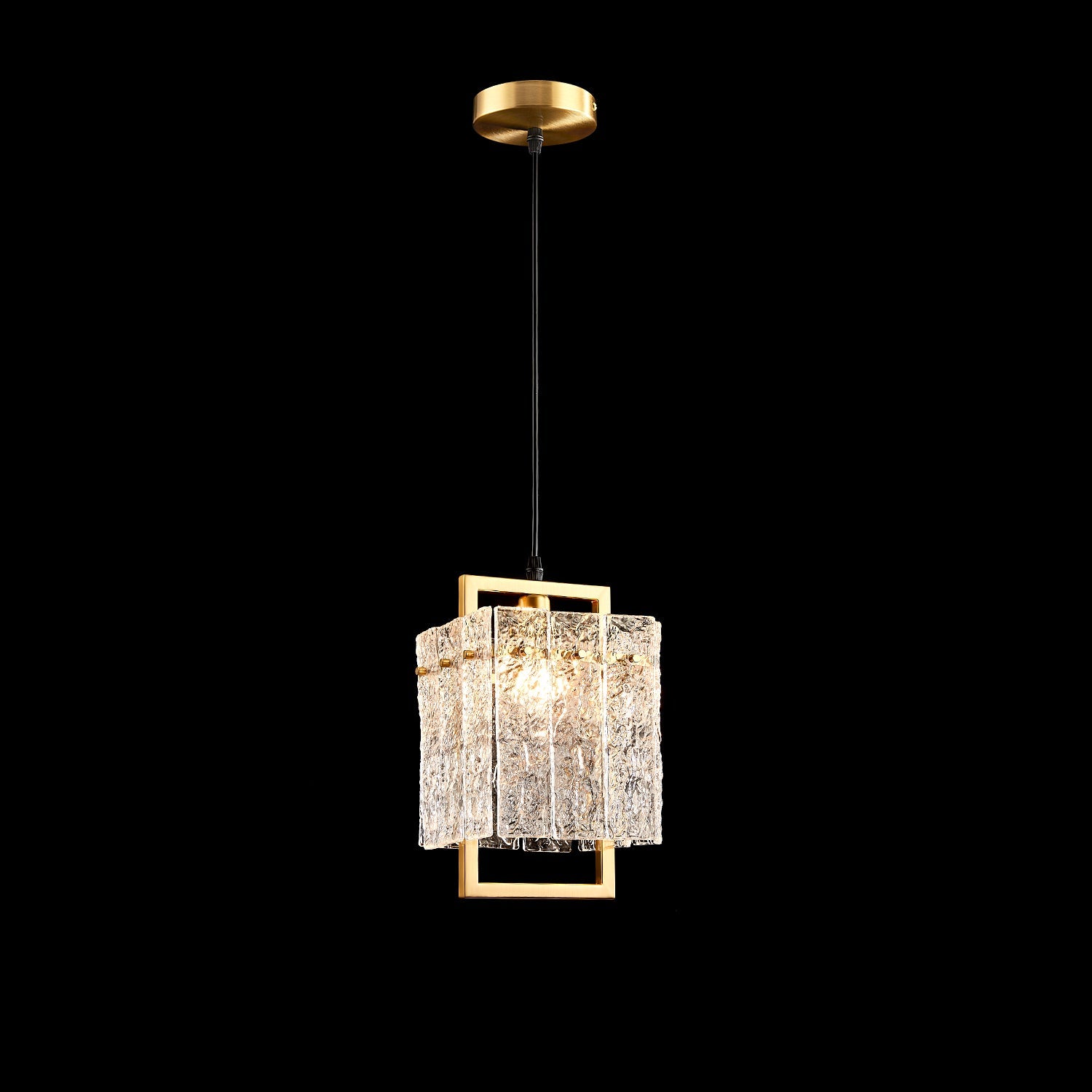 Square Frame Cracked Glass Lampshade Pendant Light | Sofary