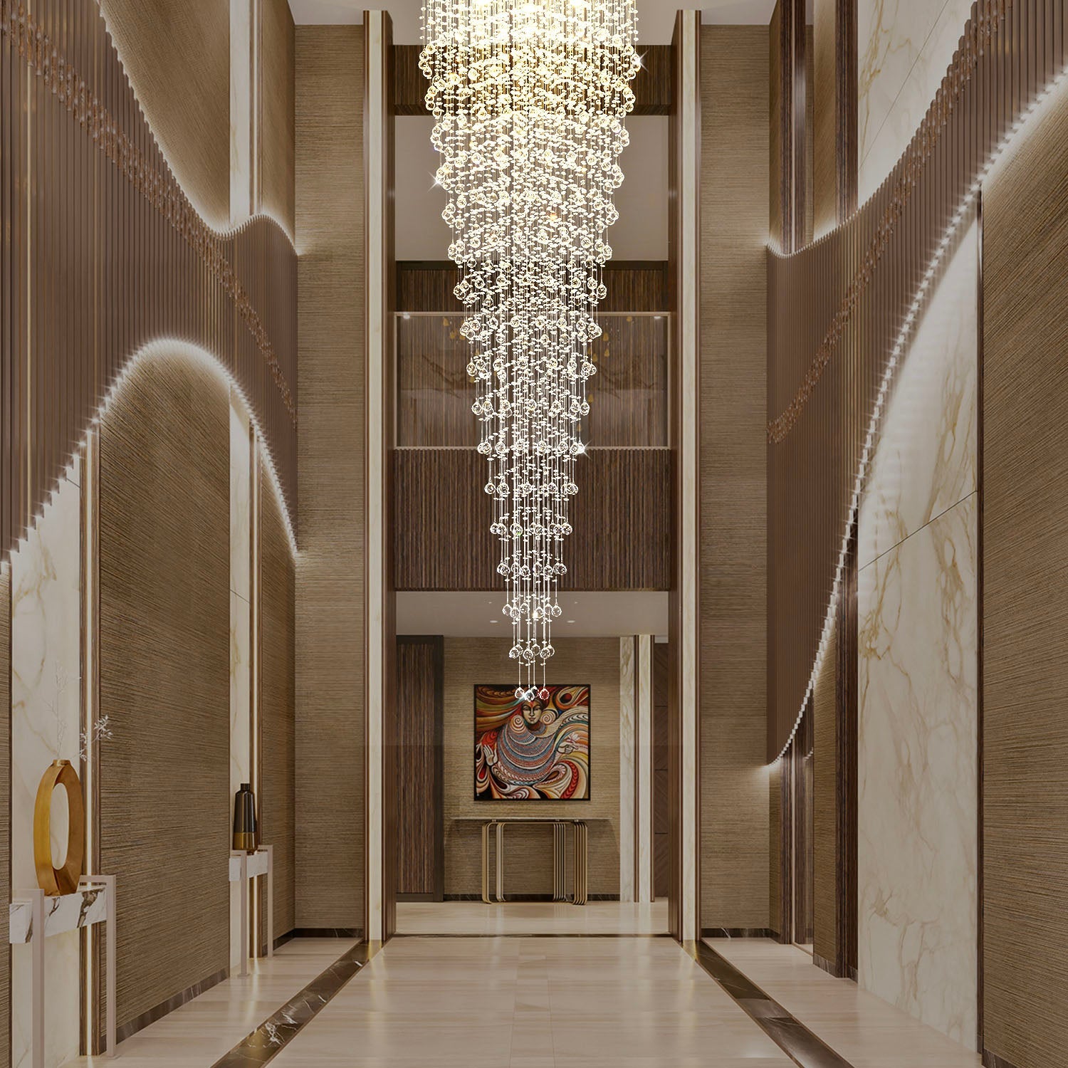Round Raindrop Crystal Chandelier - Ceiling Light | Sofary