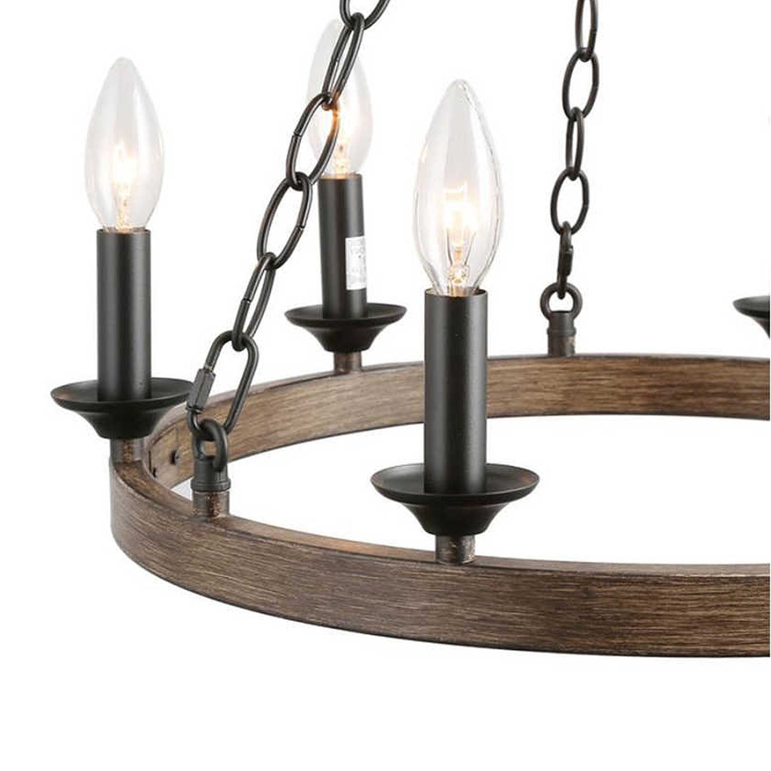 Candle Style Wagon Wheel Chandelier - Detail - Rustic Design | Sofary