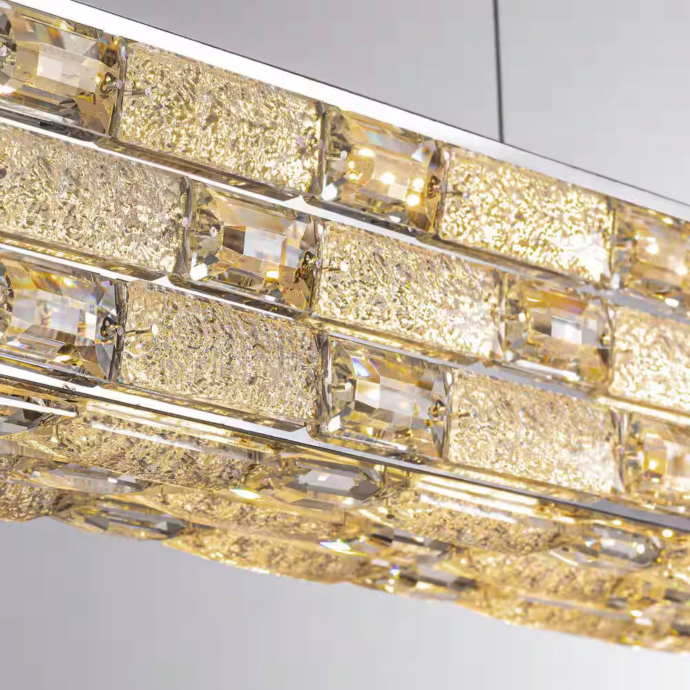 CrystalGlow Modern Linear Chandelier - Siljoy Lighting