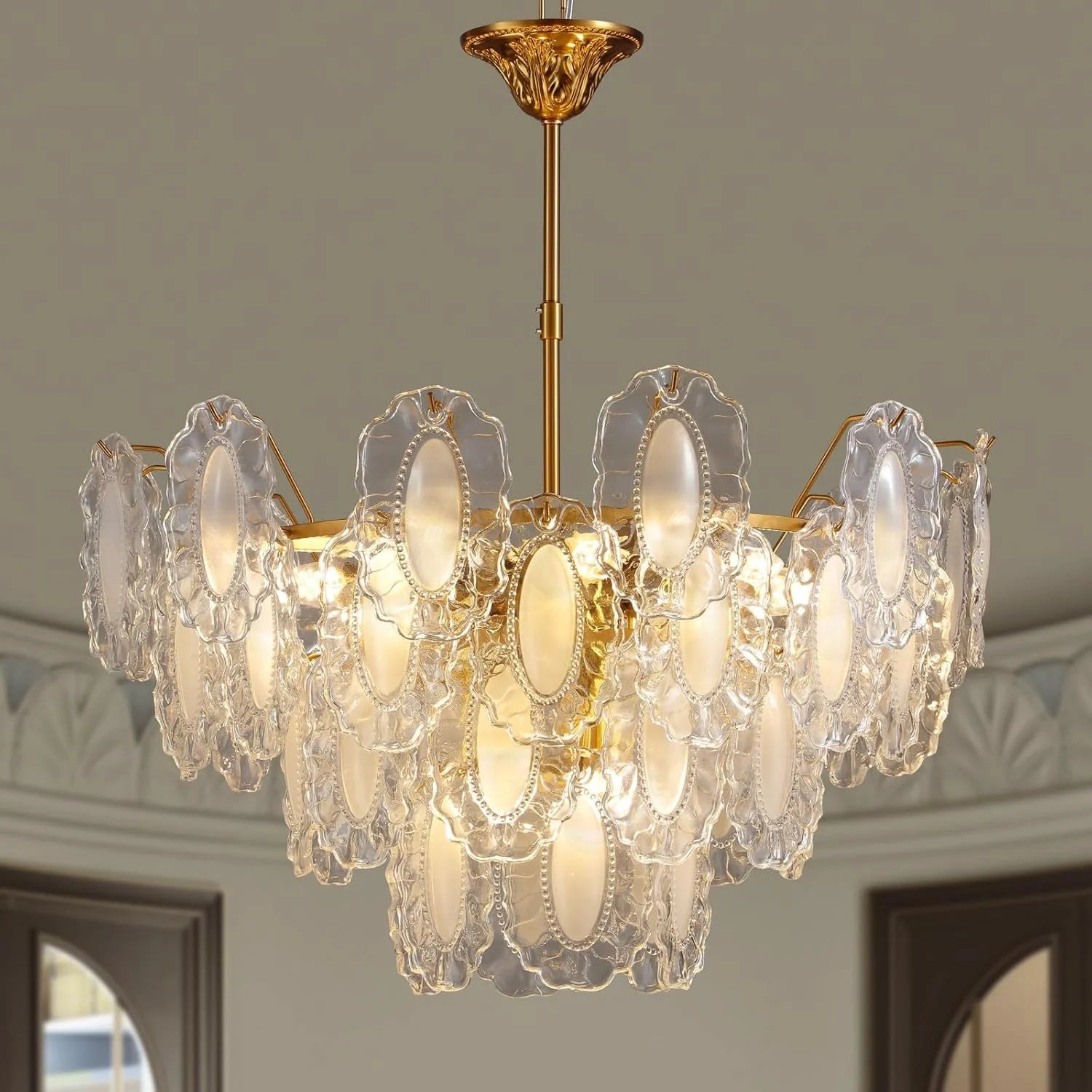 Luxury Gold Crystal Leaf Chandelier - Sofary Lighting