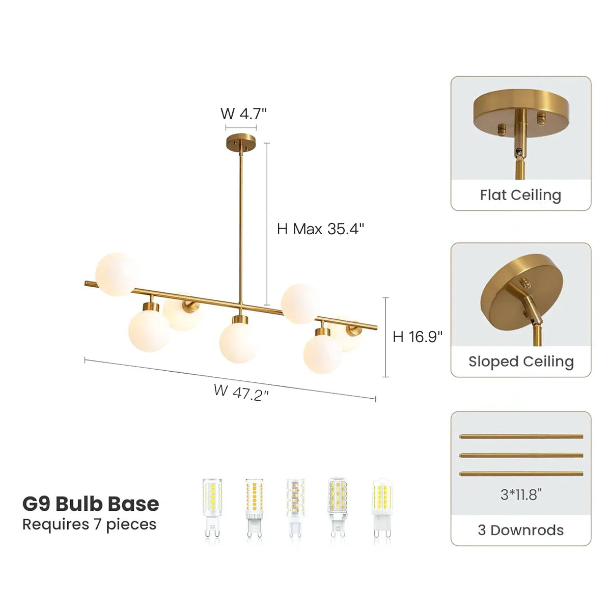 Glass Globe Gold Sputnik Chandelier-Sofary Lighting