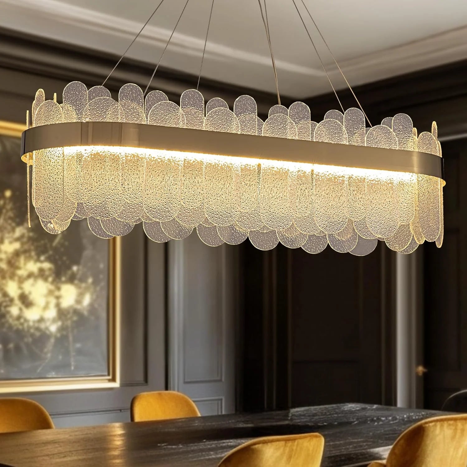 Modern Gold Rectangular Crystal Chandelier - Sofary Lighting