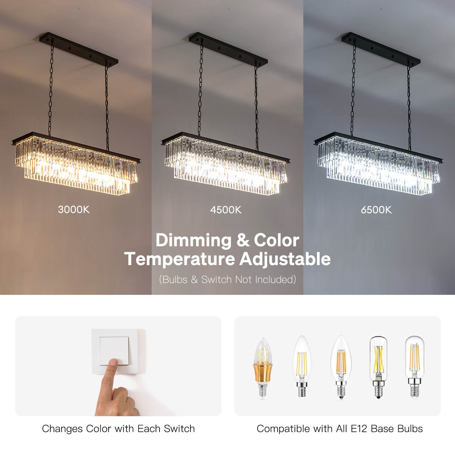 Modern Glam Crystal Rectangular Chandelier