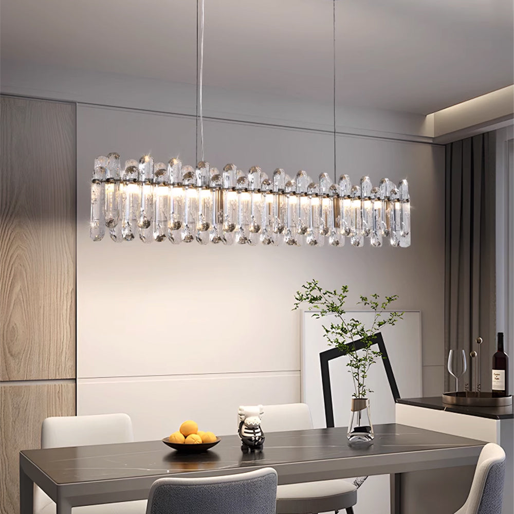 Premium Linear Crystal Chandelier in Chrome - Siljoy Lighting