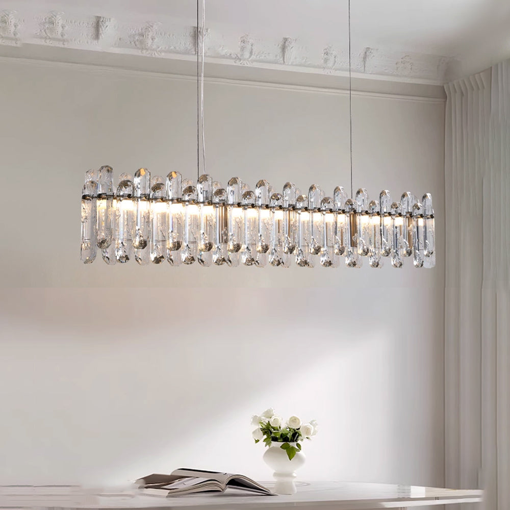 Premium Linear Crystal Chandelier in Chrome - Siljoy Lighting