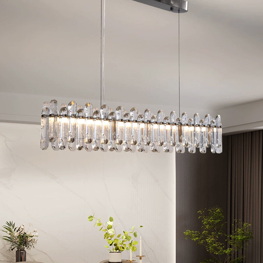 Premium Linear Crystal Chandelier in Chrome - Siljoy Lighting
