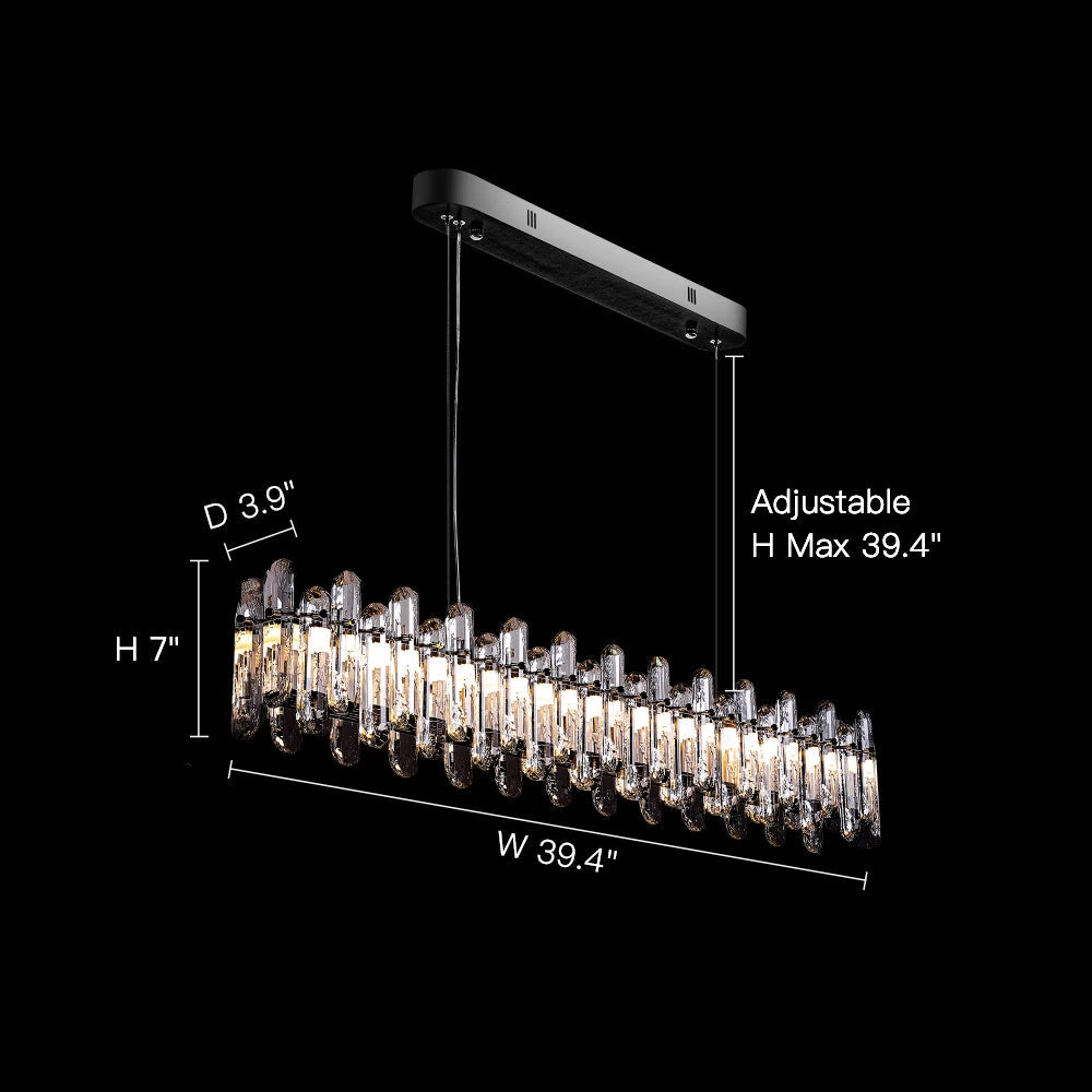 Premium Linear Crystal Chandelier in Chrome - Siljoy Lighting