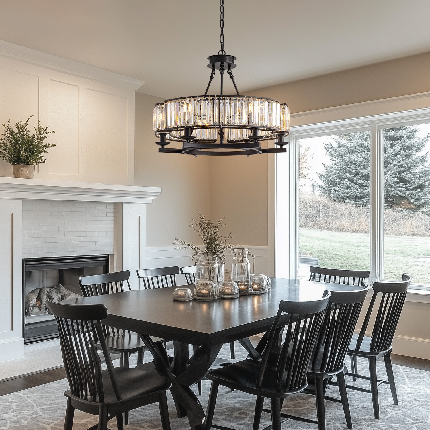 Round-Modern-Rustic-Crystal-Chandelier-dining-room-6
