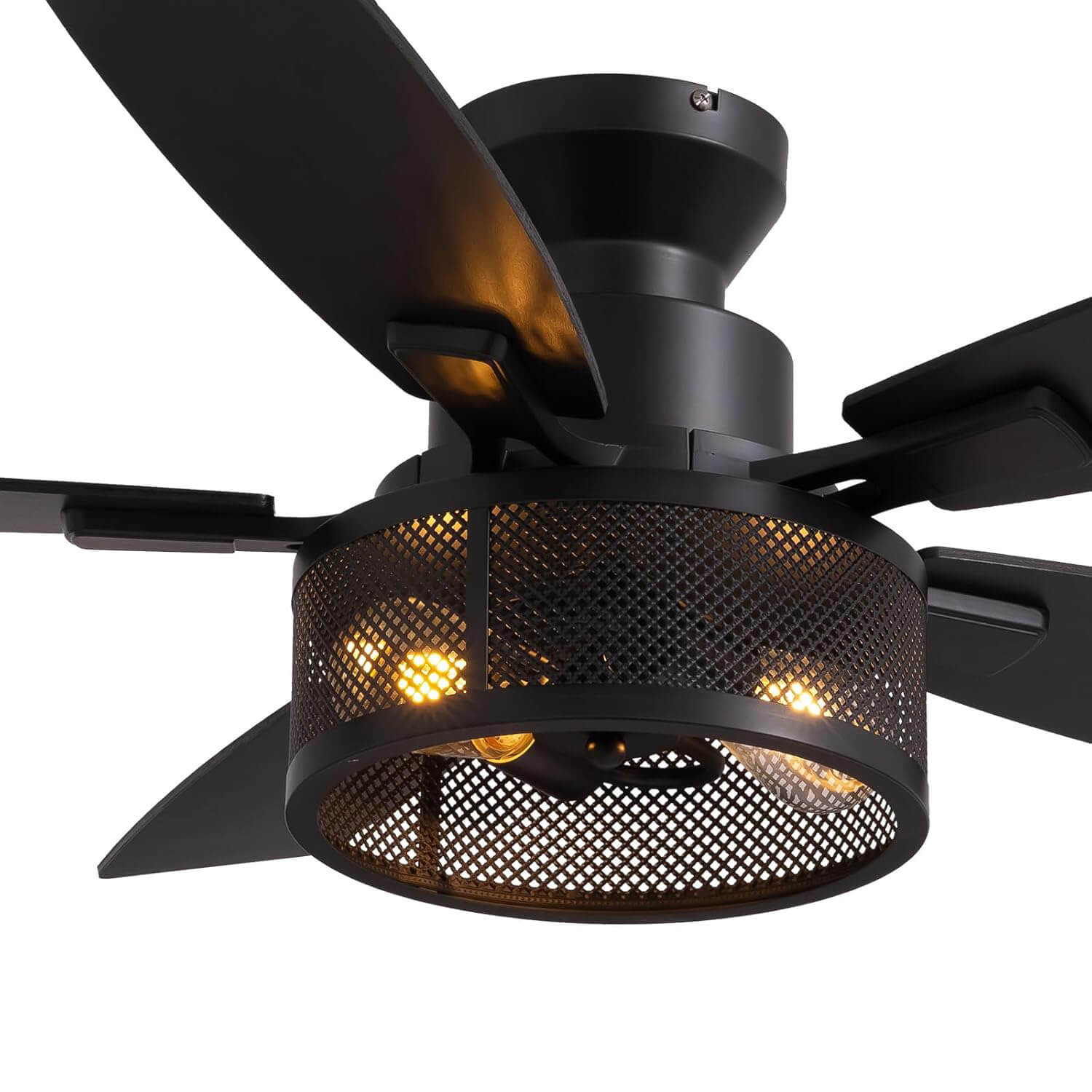 brise-46-farmhouse-rustic-black-cage-flush-mount-ceiling-fan-with-lights-remote-for-bedroom-living-room-texture-5