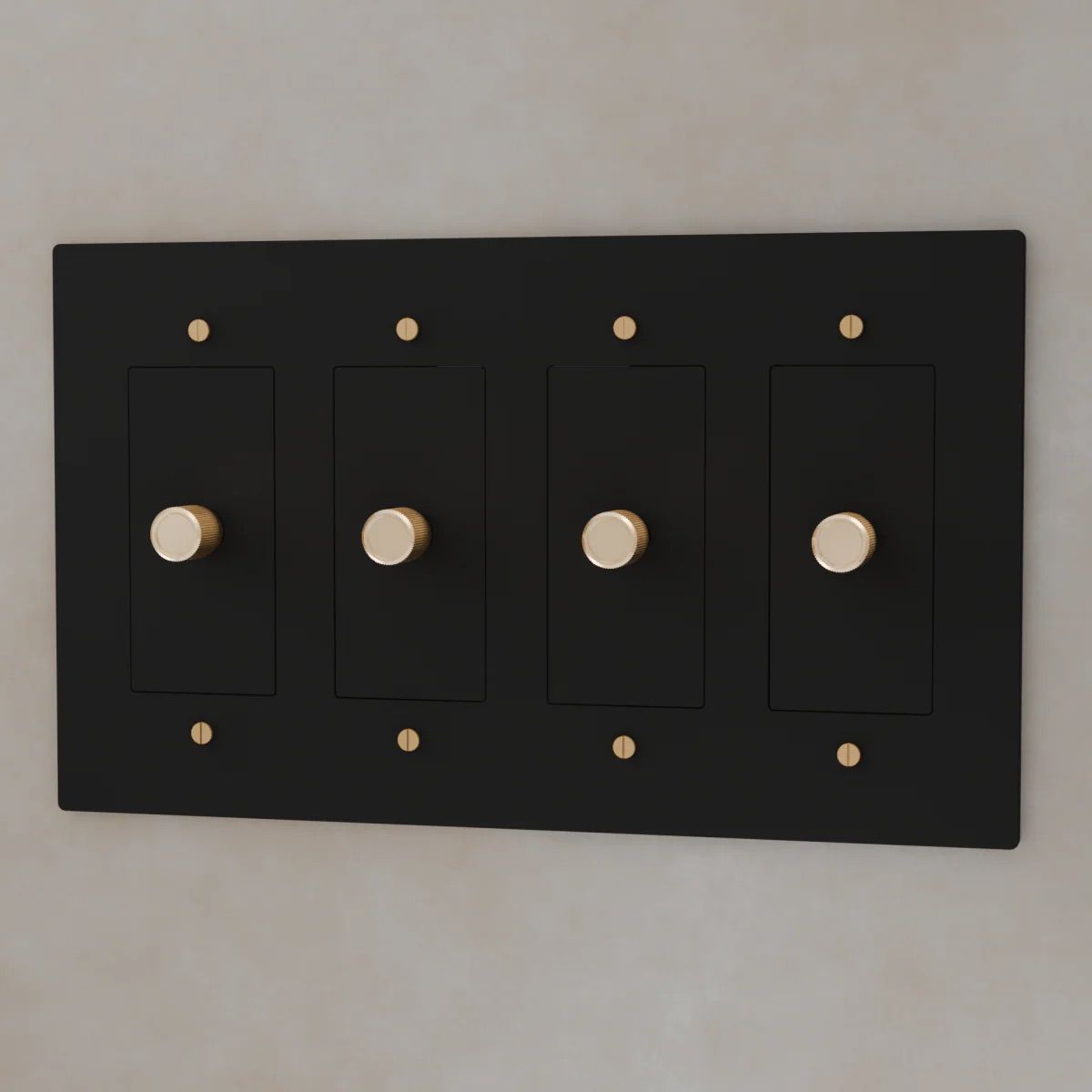 the-brass-3-way-rotary-dimmer-switch-night-black-with-brass-color-4-gang | Sofary Lighting