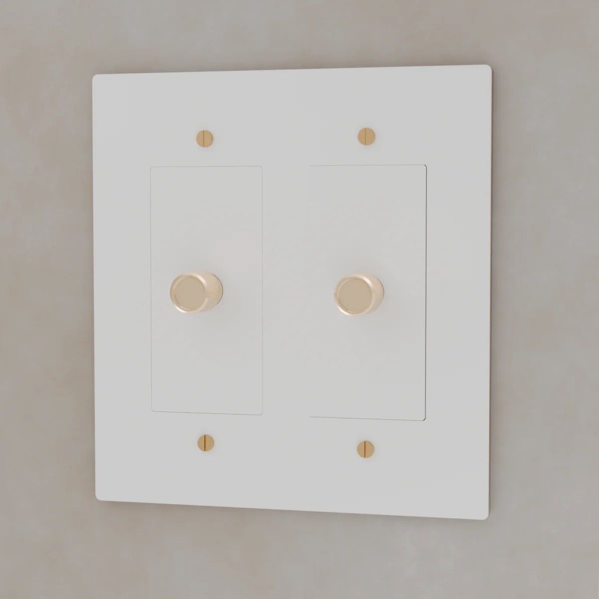 the-brass-3-way-rotary-dimmer-switch-white-with-brass-color-2-gang | Sofary Lighting