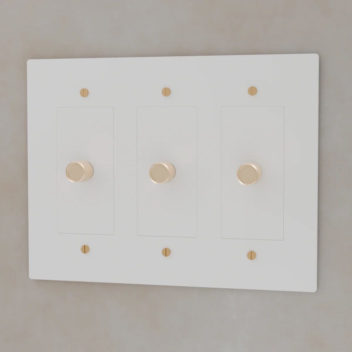 the-brass-3-way-rotary-dimmer-switch-white-with-brass-color-3-gang | Sofary Lighting
