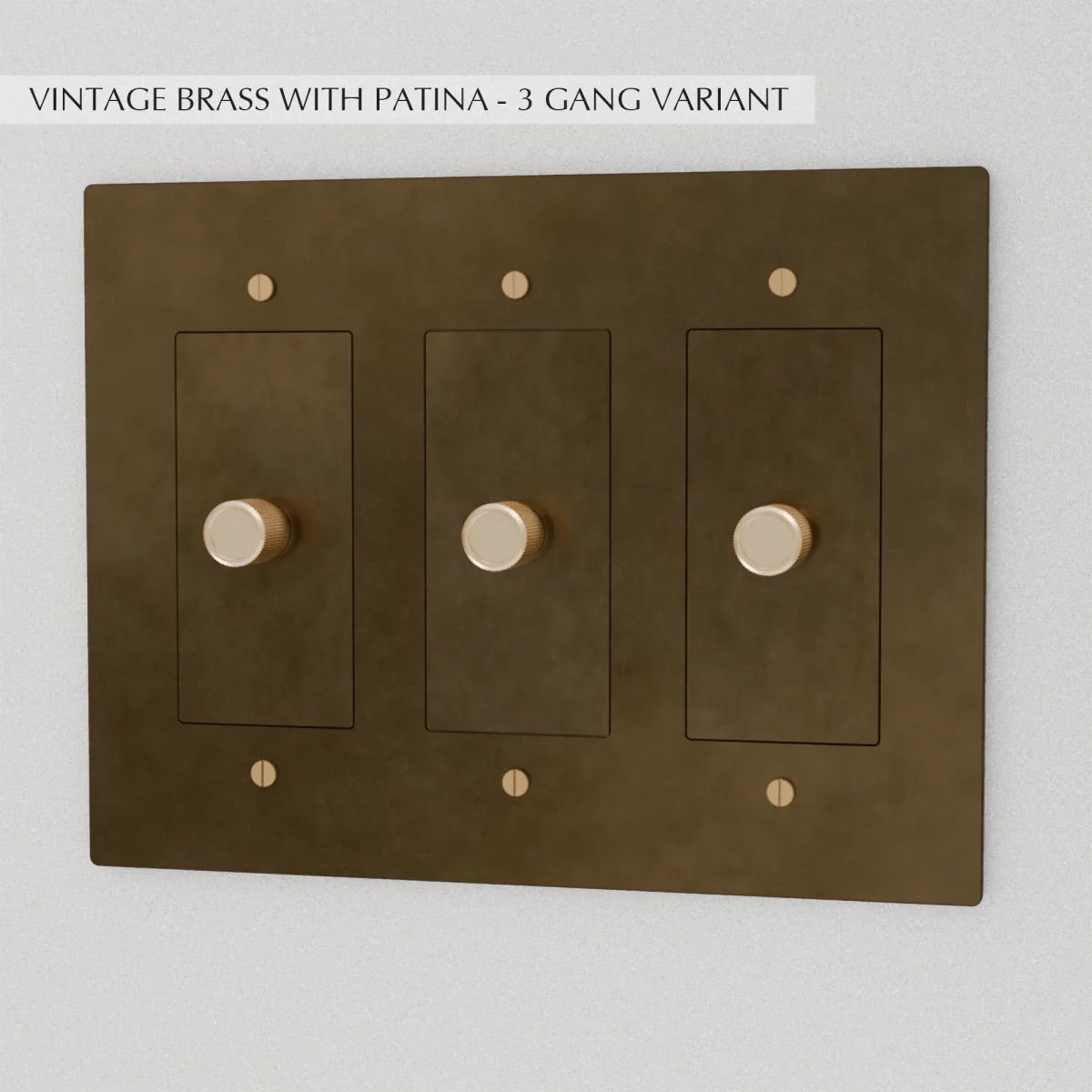 the-brass-dimmer-switch-3-gang-vintage-brass-with-patina | Sofary Lighting