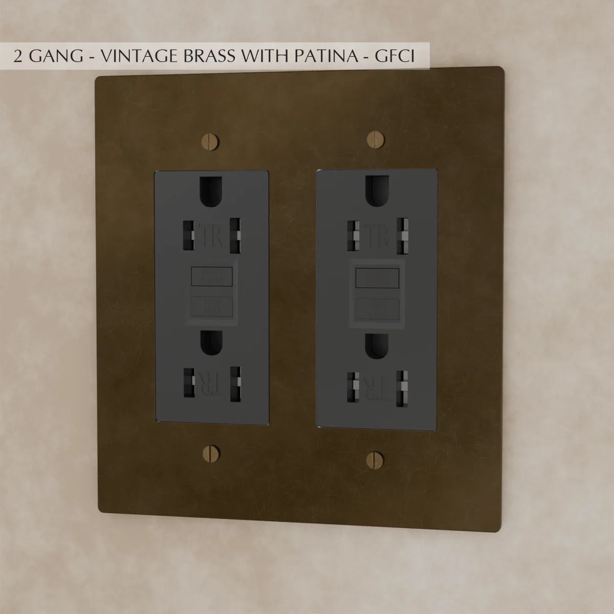 the-brass-outlet-vintage-brass-with-patina-gfci-2-gang | Sofary Lighting