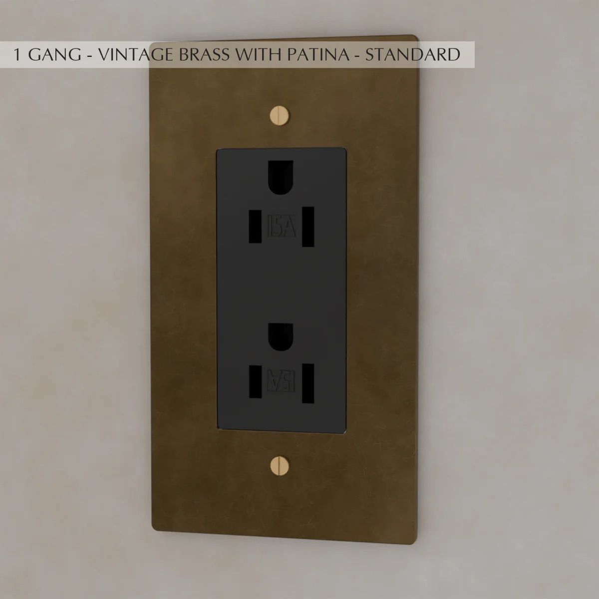 the-brass-outlet-vintage-brass-with-patina-standard-1-gang | Sofary Lighting