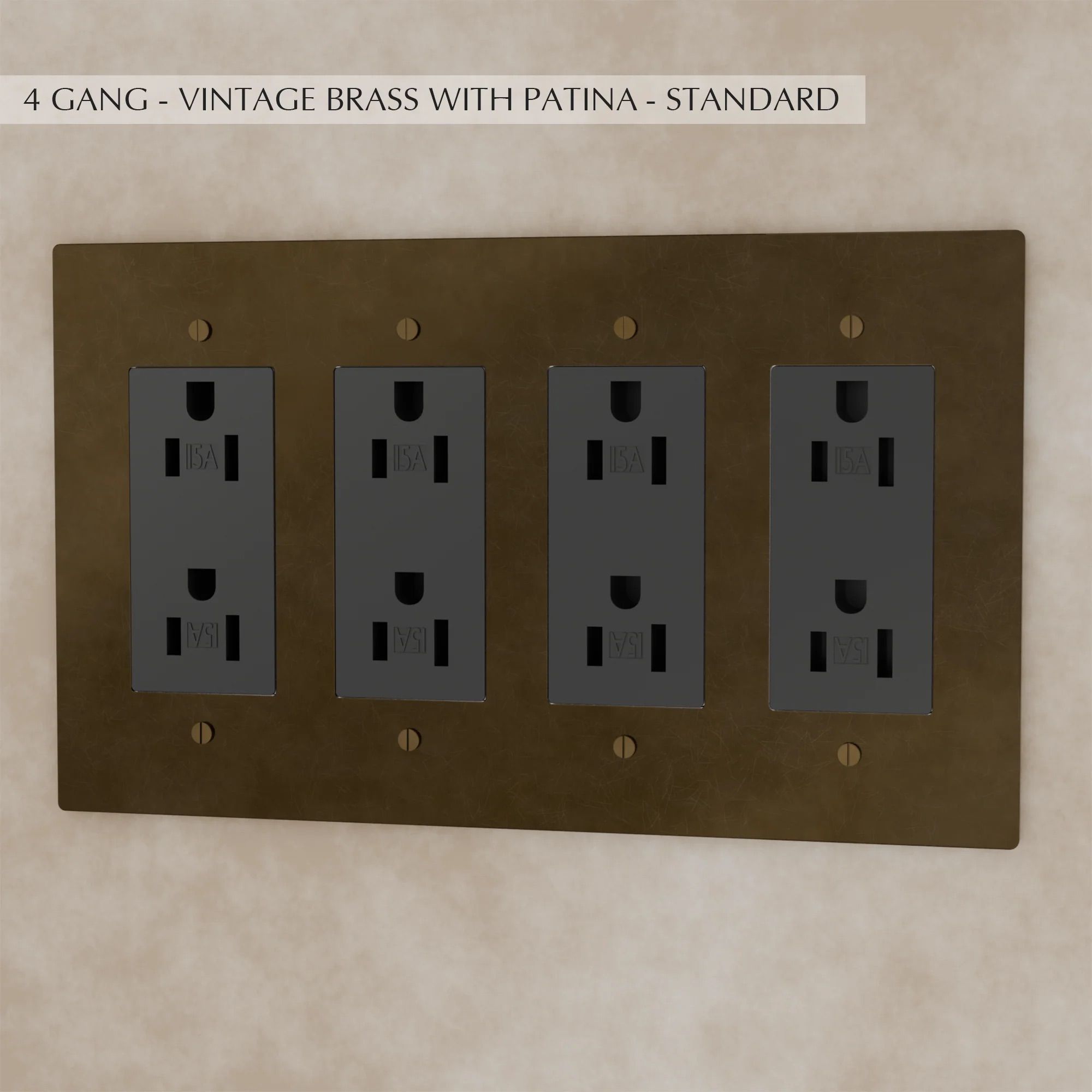 the-brass-outlet-vintage-brass-with-patina-standard-4-gang | Sofary Lighting