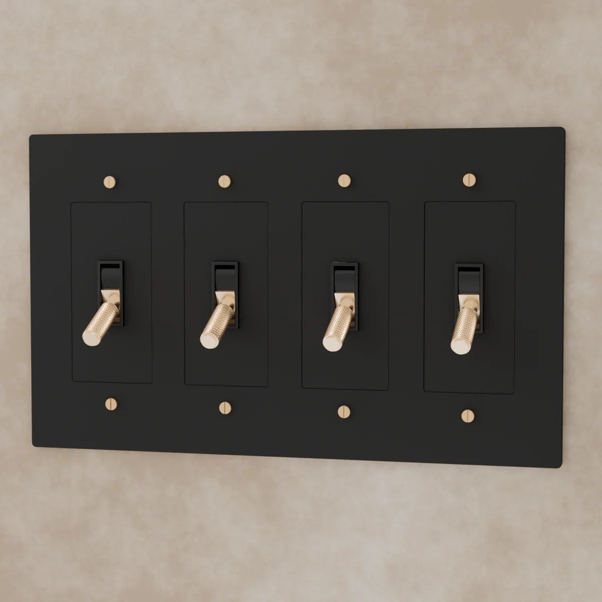 the-brass-toggle-switch-night-black-with-brass-4-gang | Sofary Lighting
