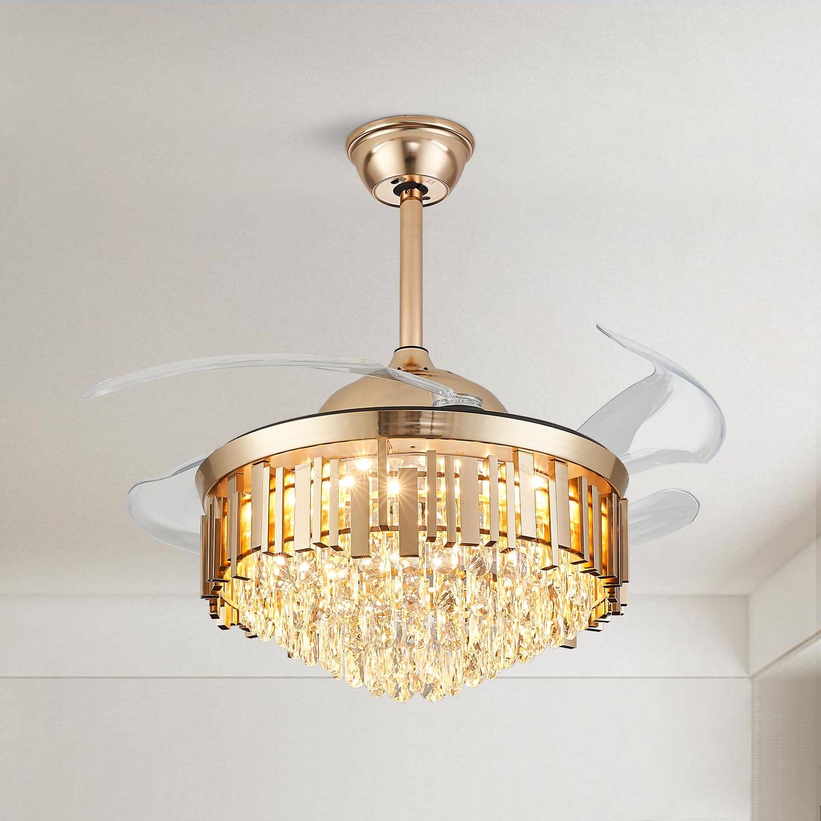 Round French Golden Crystal Fandelier Indoor