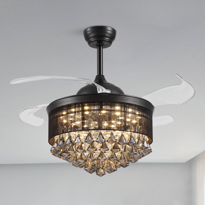 Luxury Black Crystal Fandelier 42''