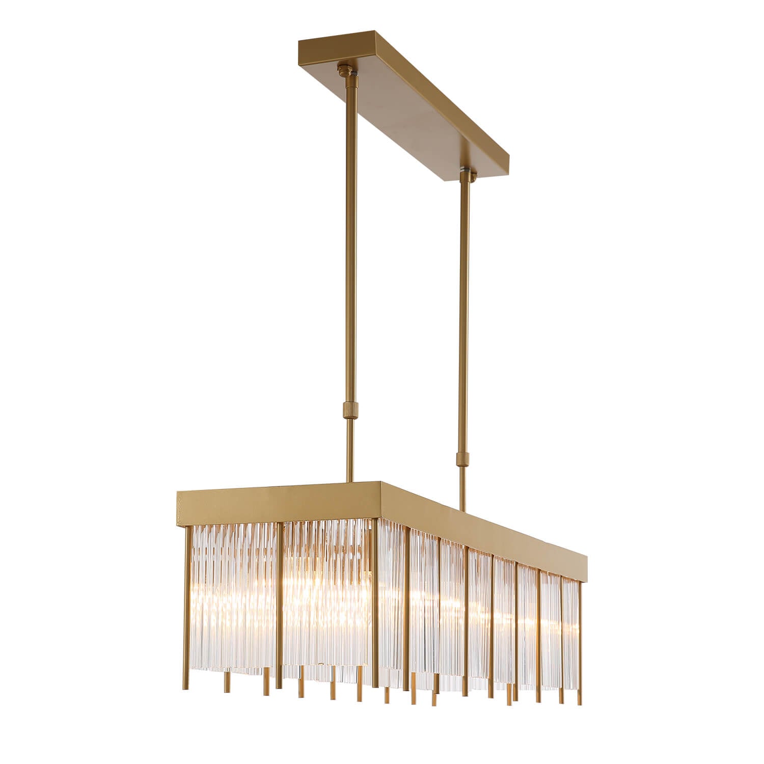 Rectangular Gold Frame Chandelier For Kitchen