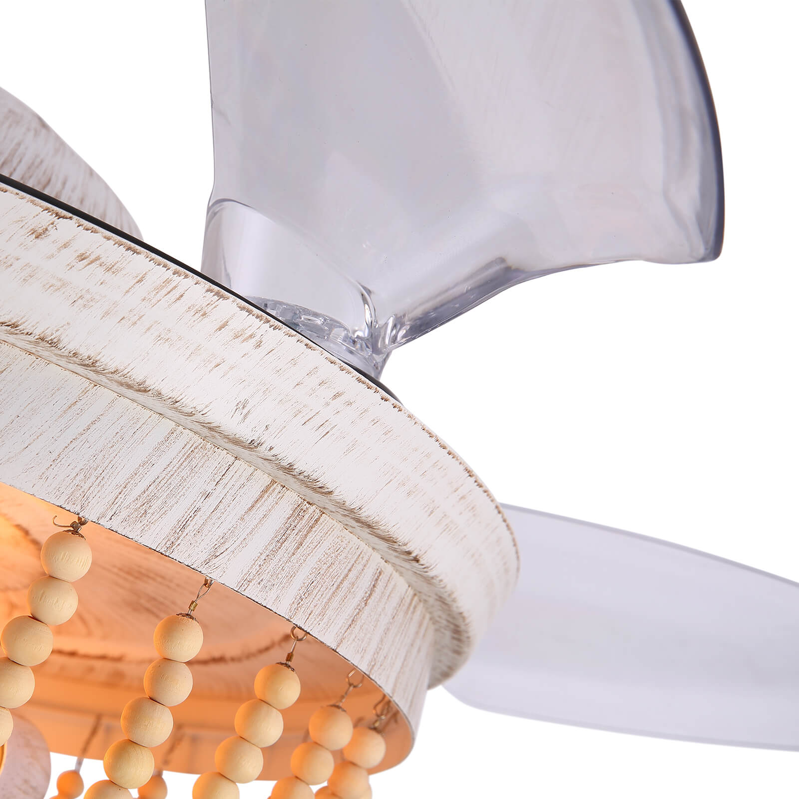 Wooden French Country Beaded Ceiling Fan Light