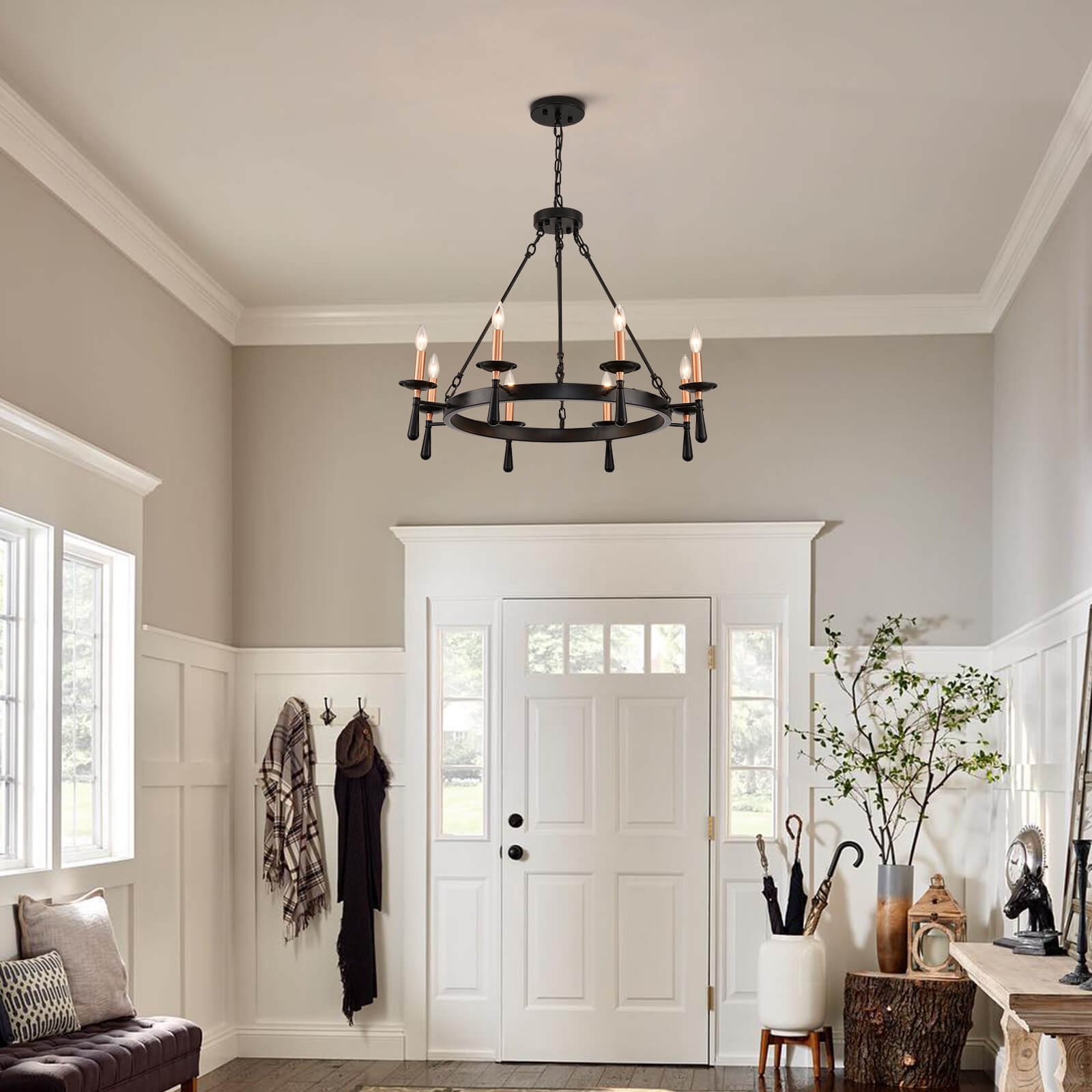 Night Rose 8 Lights Candle Round Chandelier