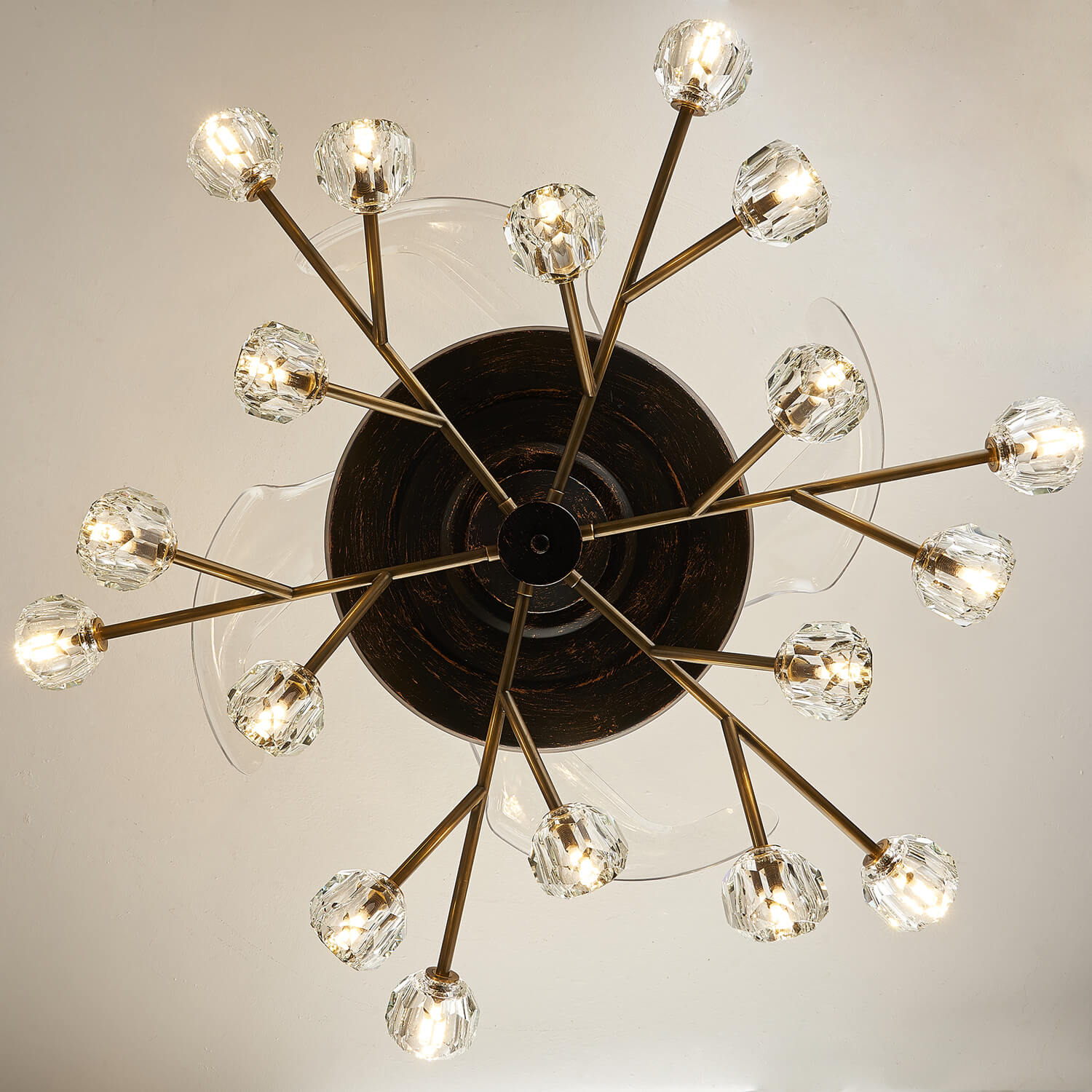 Unusual Looking Vintage Bronze Sputnik Fandelier Fan