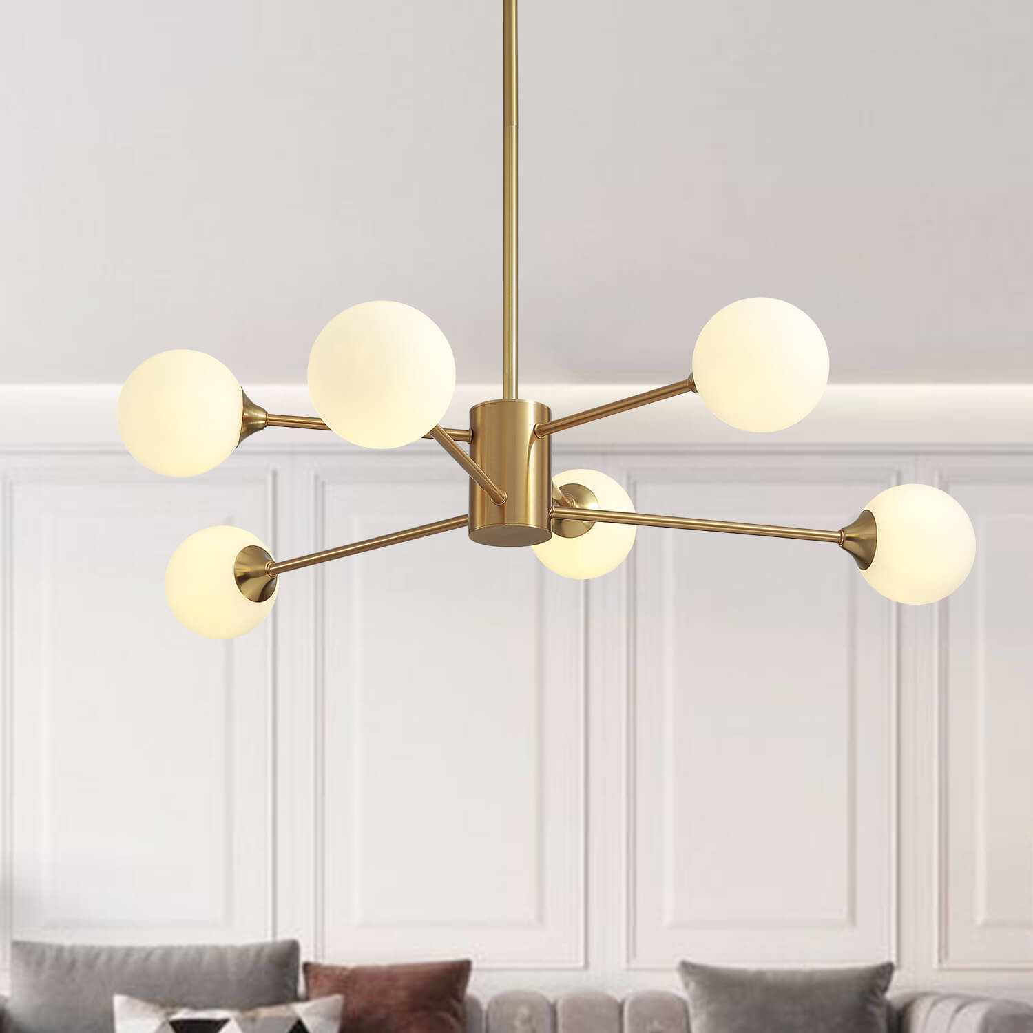 Sputnik Gold Globe 6 Lights Chandelier