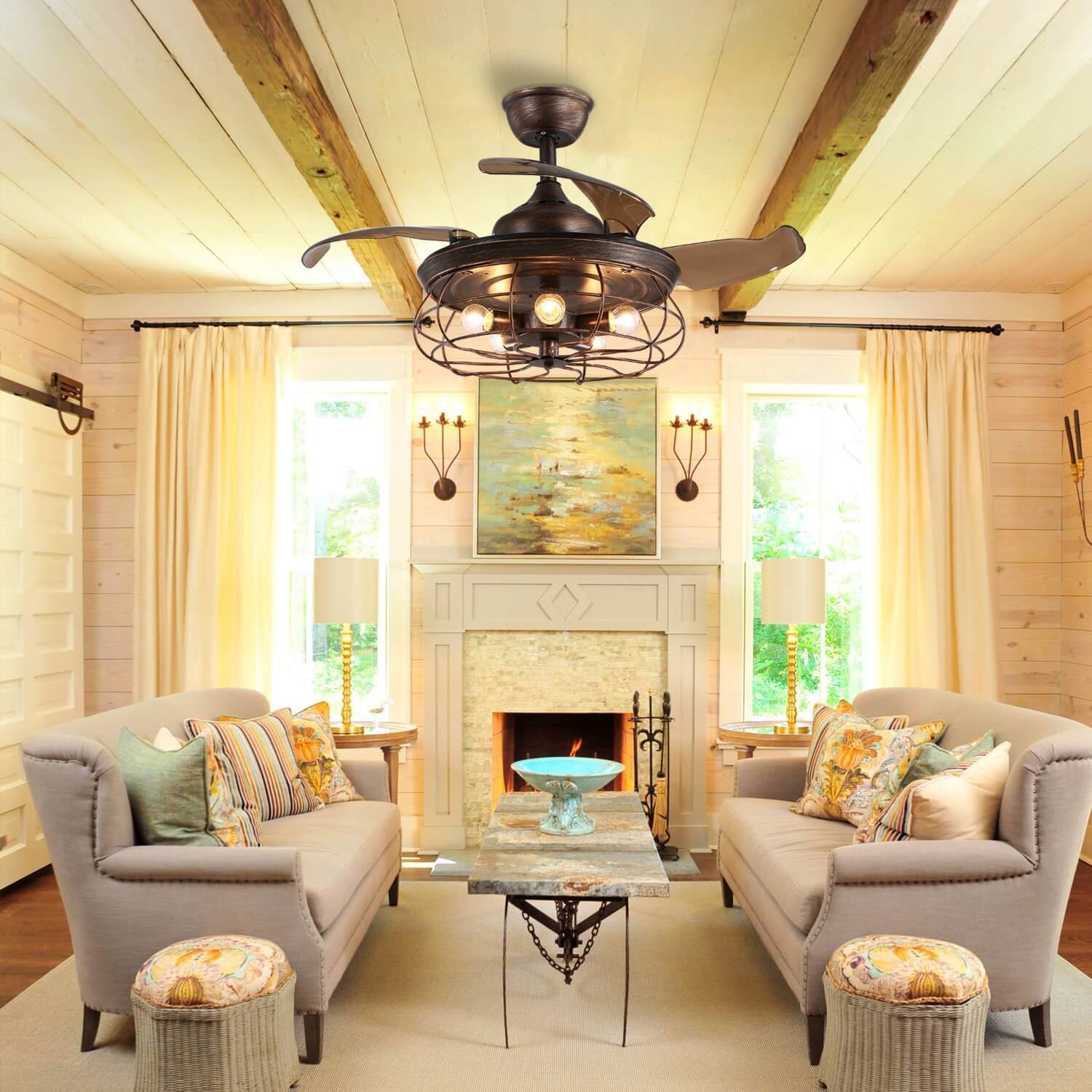 MOOONI-Ceiling-Fan-With-Light-Matte-Black-Industrial-Retractable-Fan-Living-Room