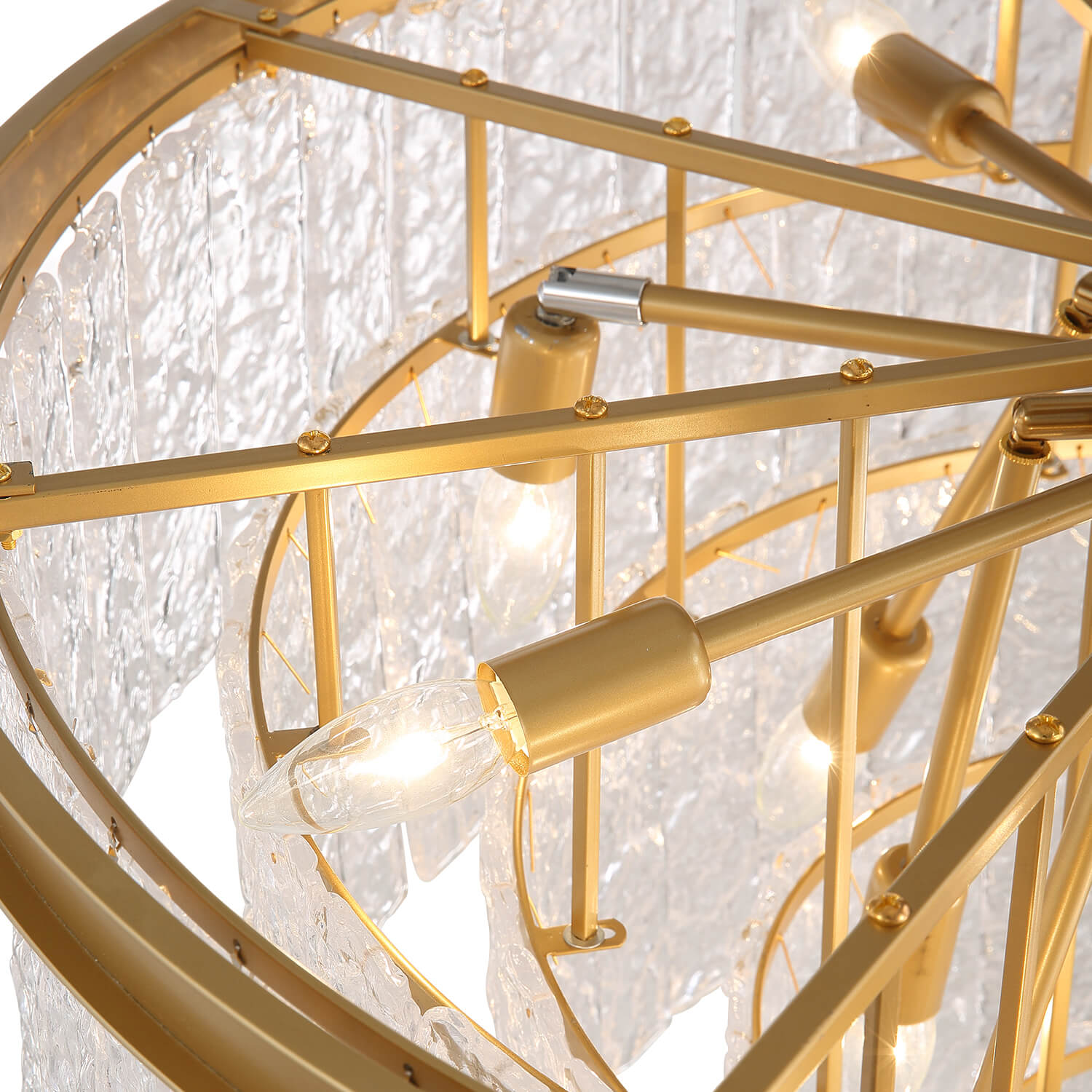 Golden Iron Art 5-Layer Glass Bar Round Chandelier