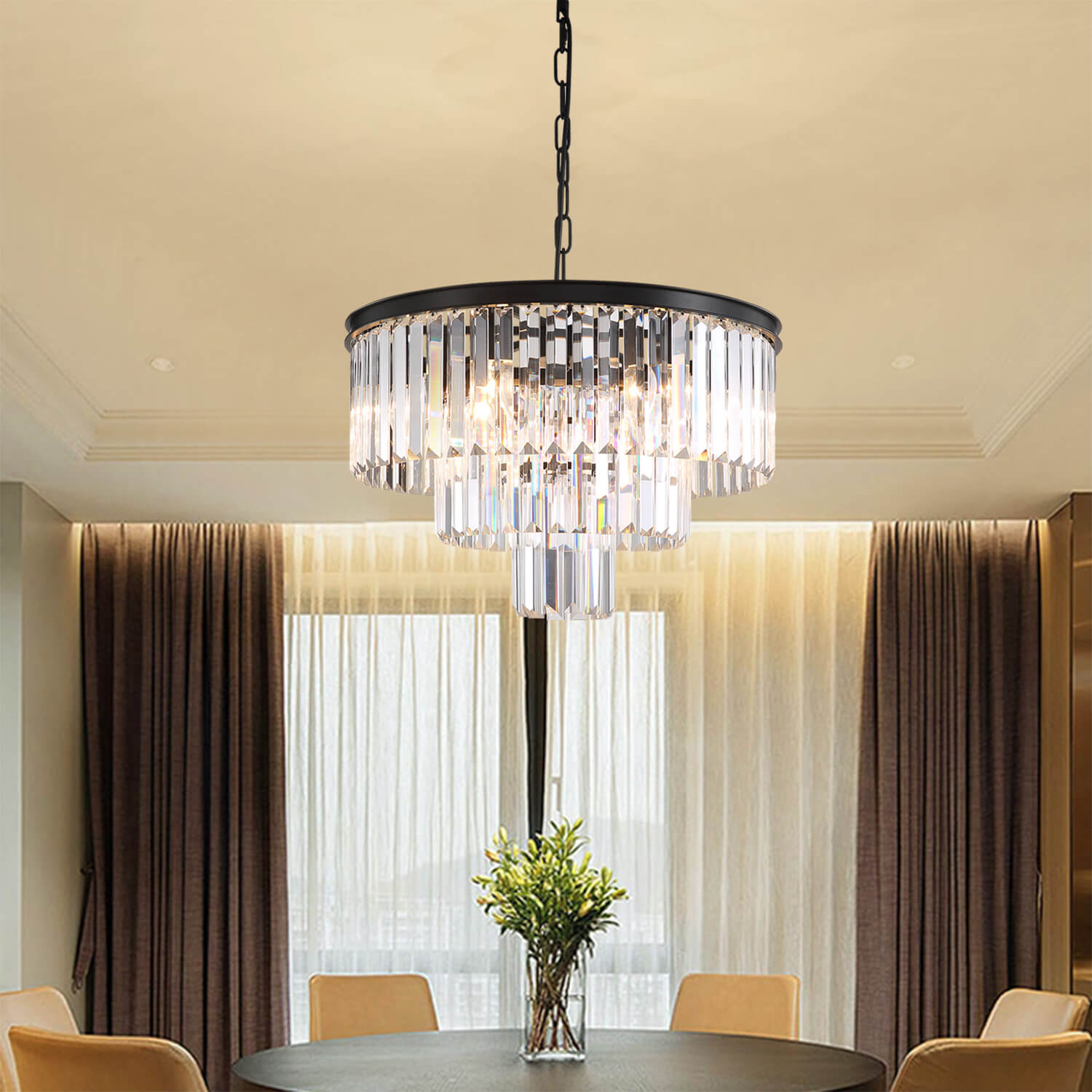 3-Tier Crystal Chandelier