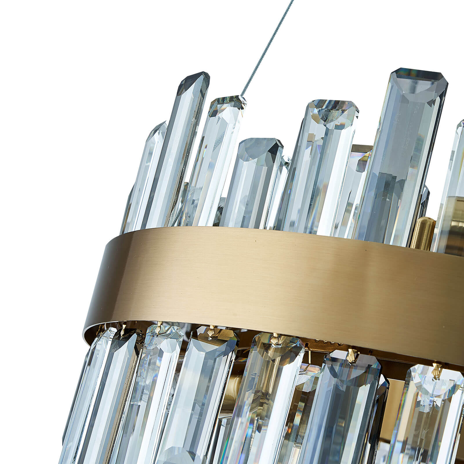 Round Cross Crystal Bar Gold Frame Chandelier