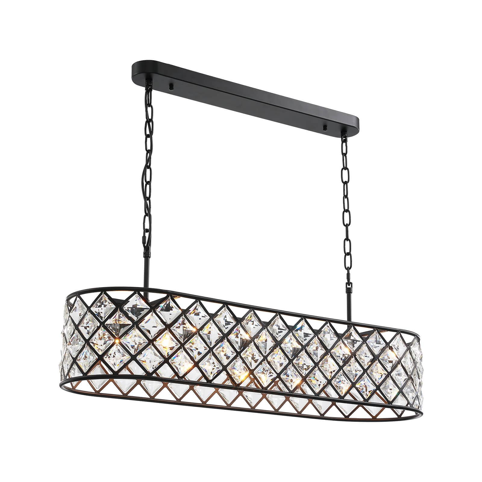 MOOONI-Vintage-Oval-Rectangular-Matte-Black-Crystal-Chandelier-Dining-Room