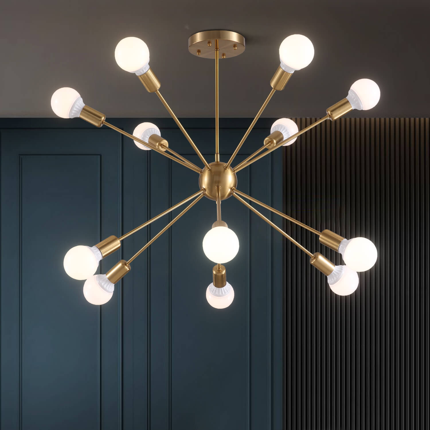 Sputnik Gold Globe 12 Lights Chandelier