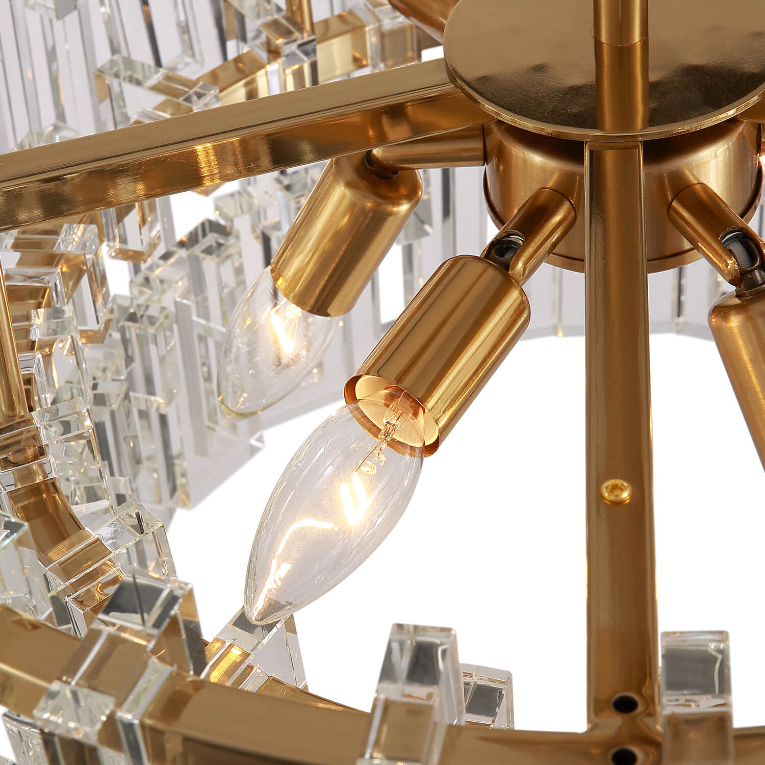 Gold Frame Crystal 3 Layers Circular Chandelier