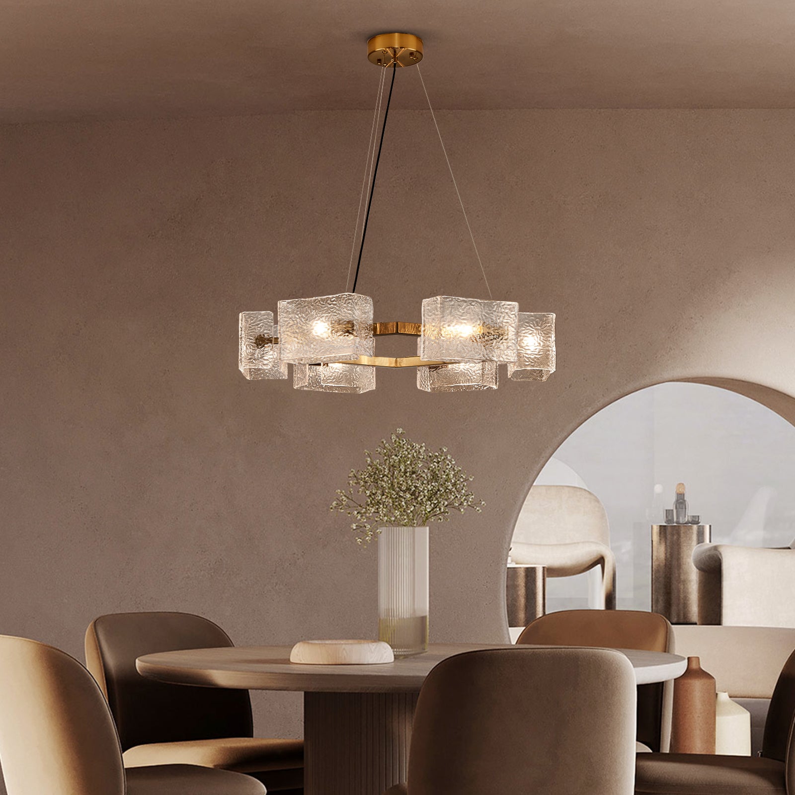 Modern-Hexagon-Hollow-Gold-Metal-Frame-Round-Chandelier