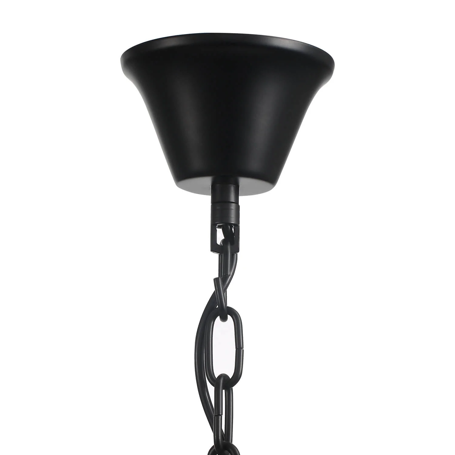 Round 15.7" Matte Black Metal Grid Raindrop Crystal Chandelier