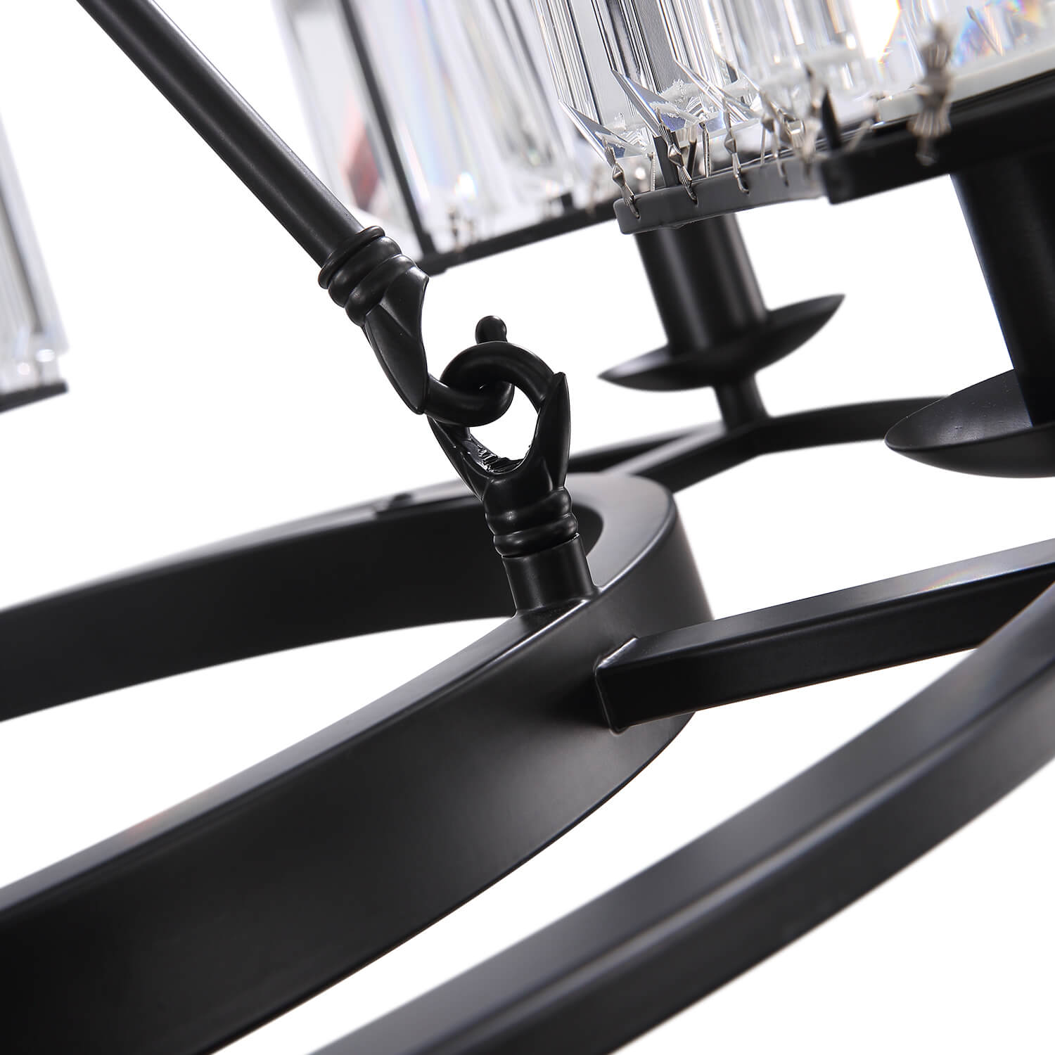 MOOONI-Vintage-Round-Matte-Black-Crystal-Chandelier-Hardwired