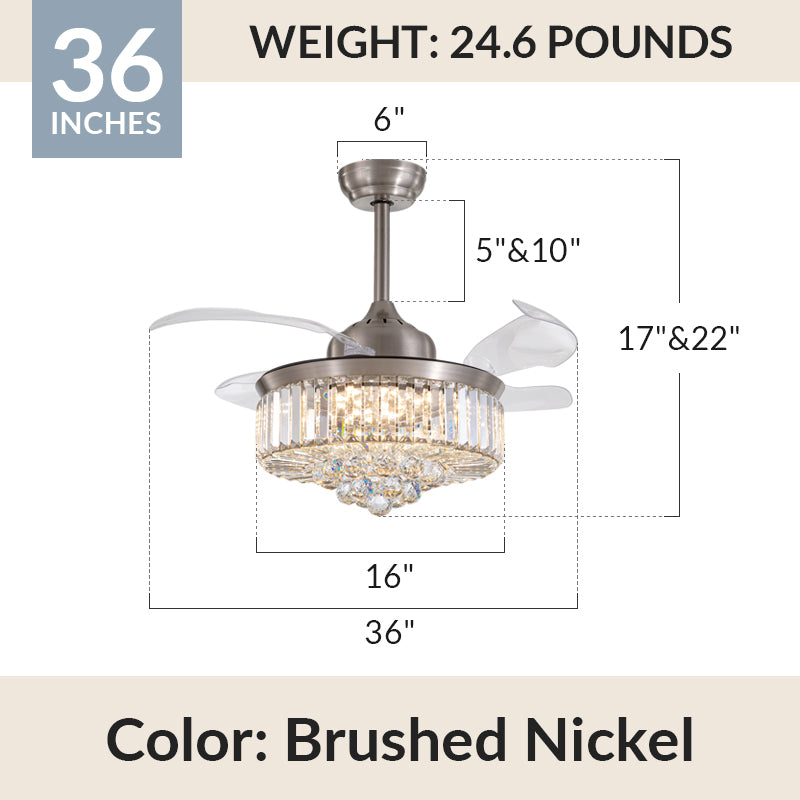 Top Rated Chrome & Gold Crystal Ceiling Fan Chandelier