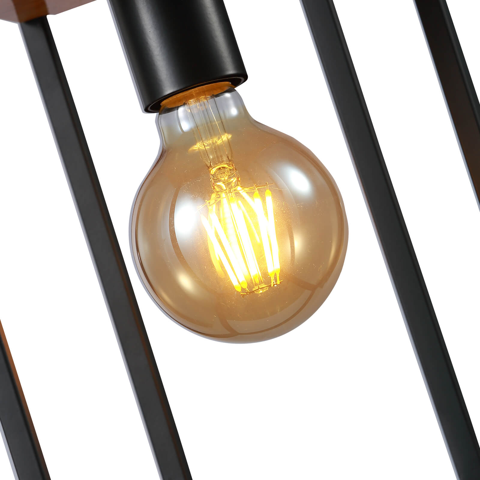 Farmhouse-Black-Single-Head-Wooden-Metal-Frame-Pendant-Light-E12-Bulb