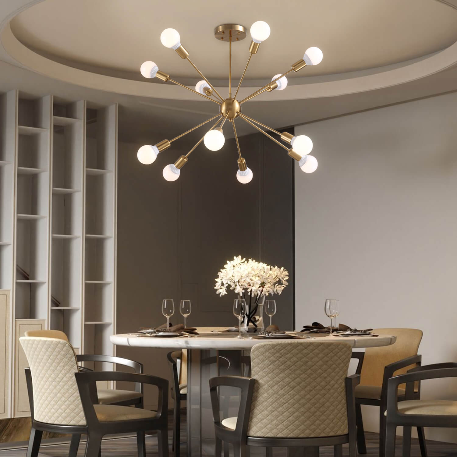 Sputnik Gold Globe 12 Lights Chandelier