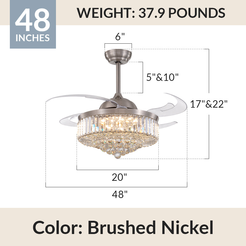 Top Rated Chrome & Gold Crystal Ceiling Fan Chandelier