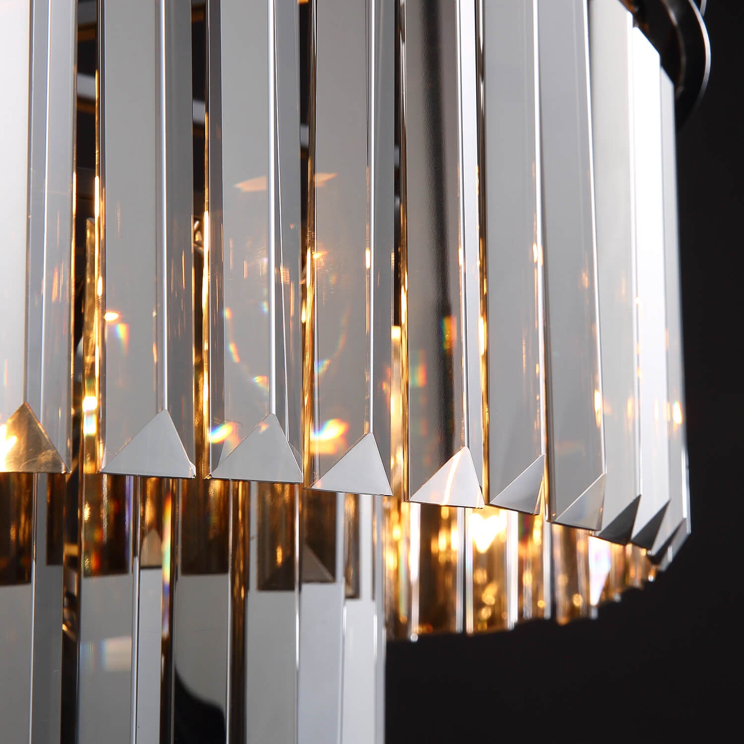 Smoke Gray Round Iron Art 3-layer Chandelier