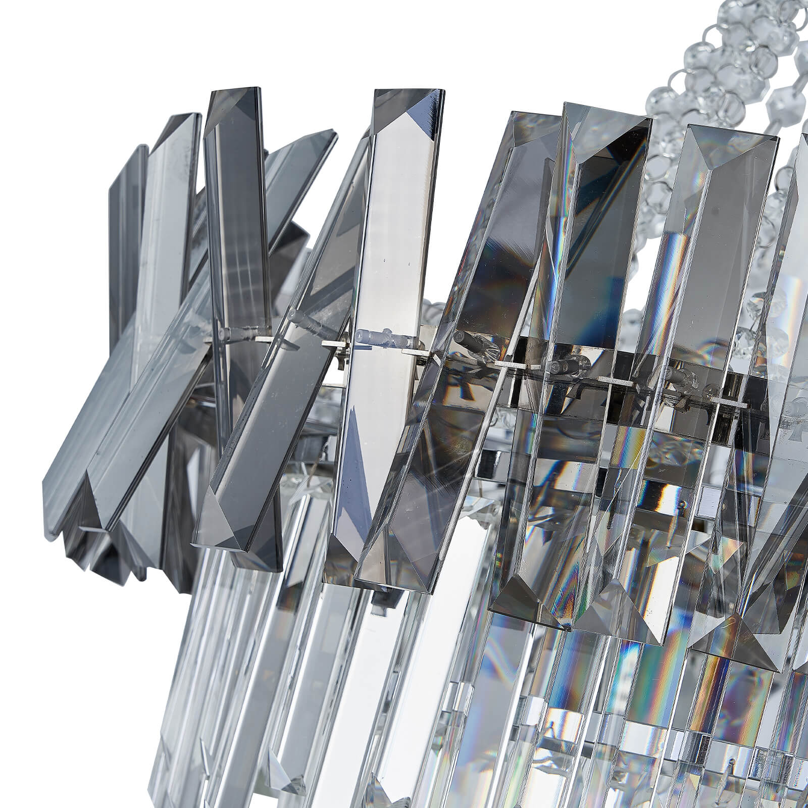 Victoria Deep Gray Metal Frame Crystal Chandelier