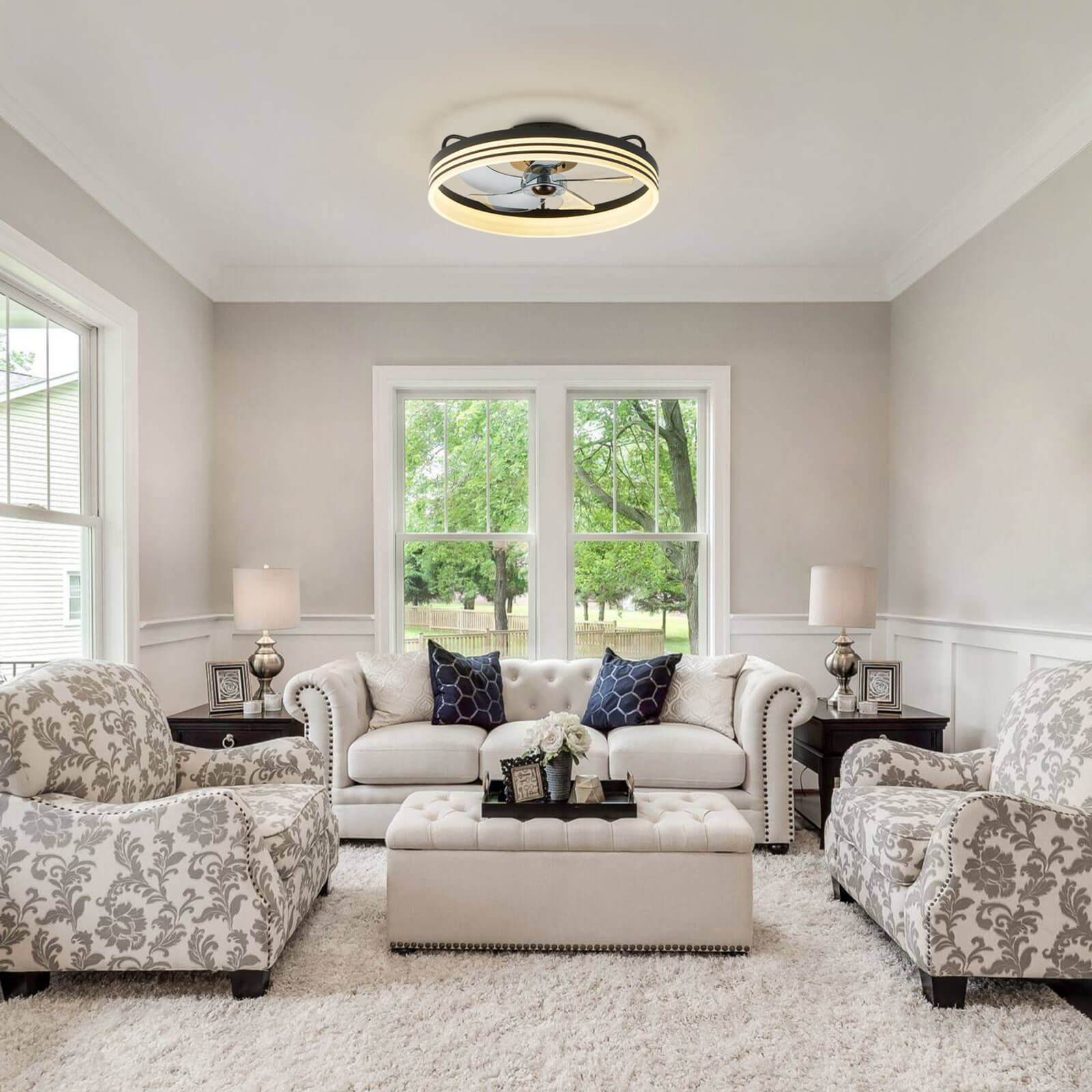 Modern Striated Black Fandelier