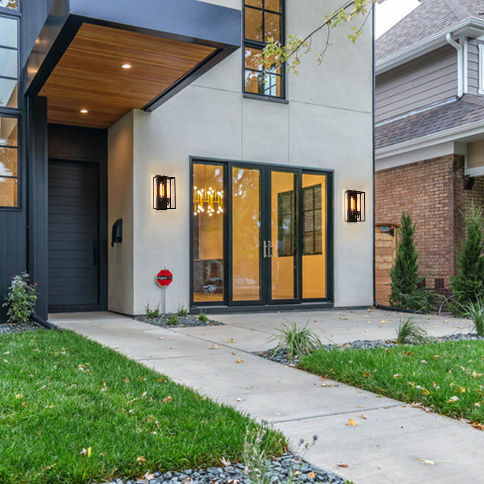 Moooni® Dumb Black Double End Glass Metal Frame Outdoor Wall Lamp