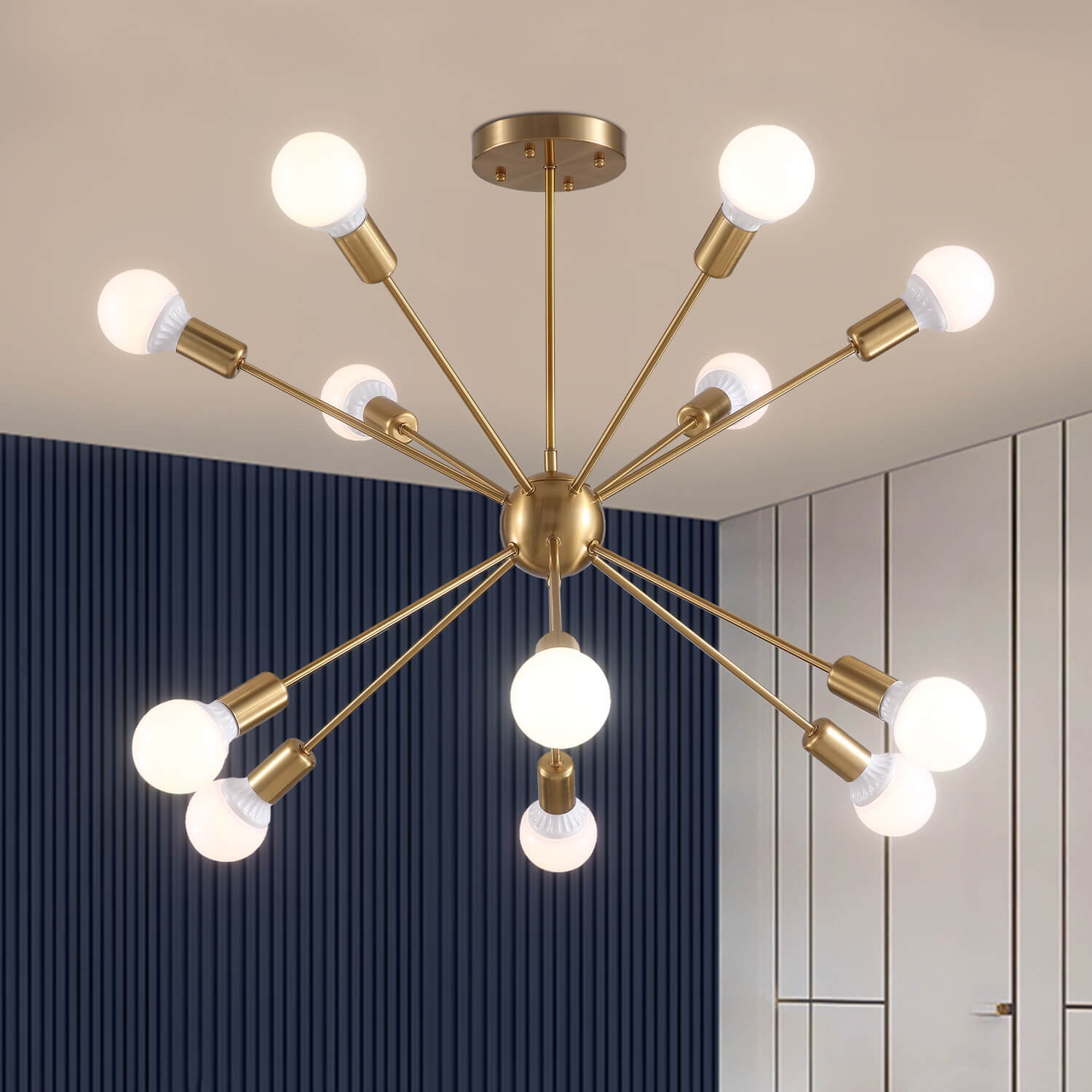 Sputnik Gold Globe 12 Lights Chandelier