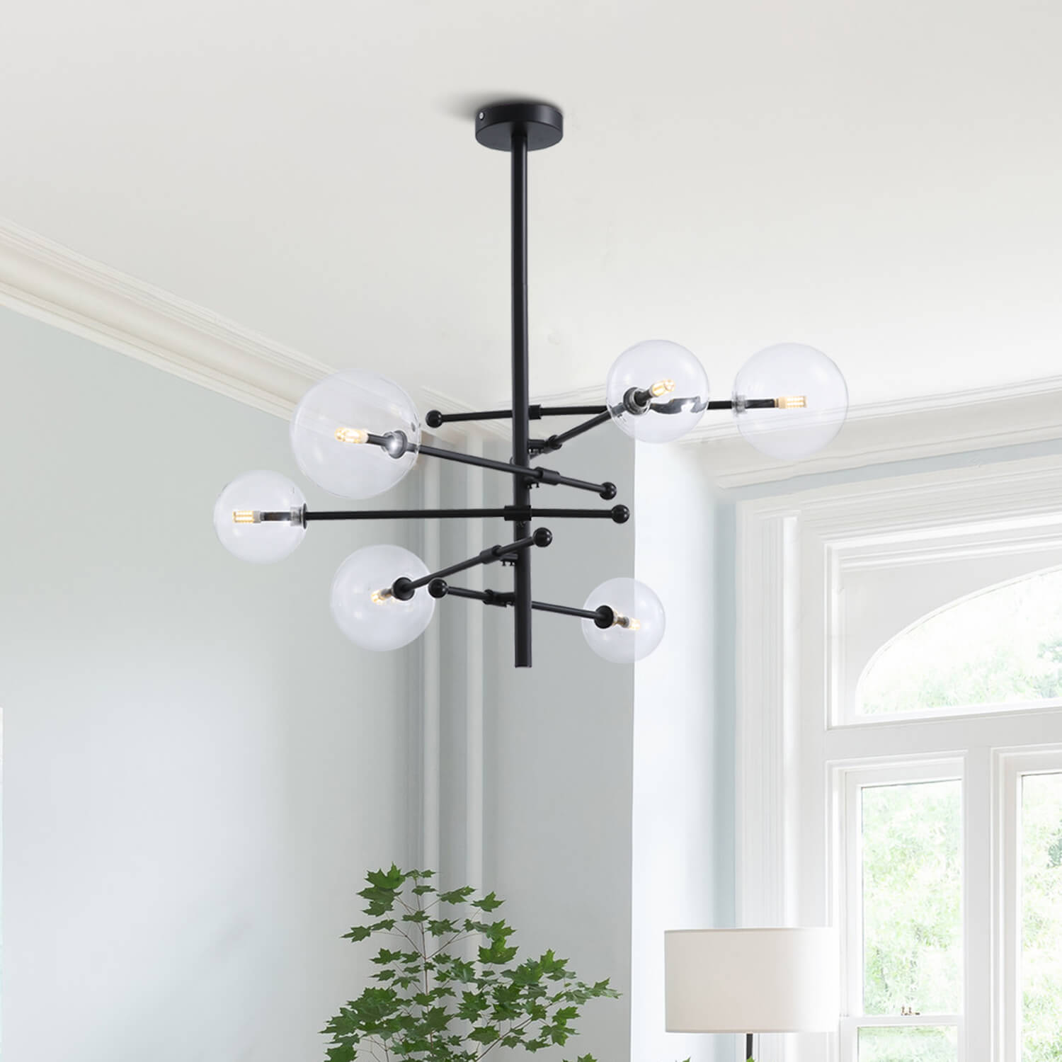 Road Sign Glass Chandelier 6 Lights
